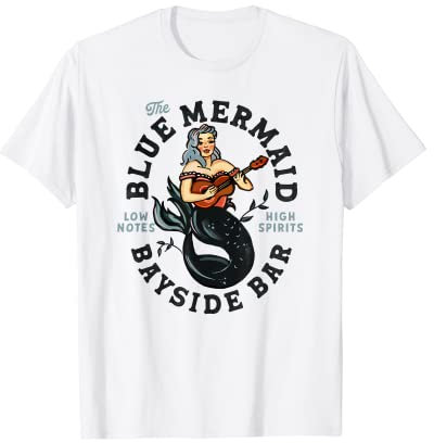 Sailor Meerjungfrau Tattoo Gitarre spielt Tauchbar Musik Pinup T-Shirt
