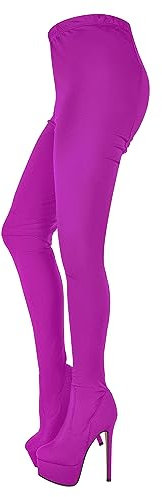 blingqueen Damen Fashion Stiefel Plateau Chap Boots Stiletto Leggings High Heels Stretch Overknee Absatzschuhe Fuchsia 44 EU