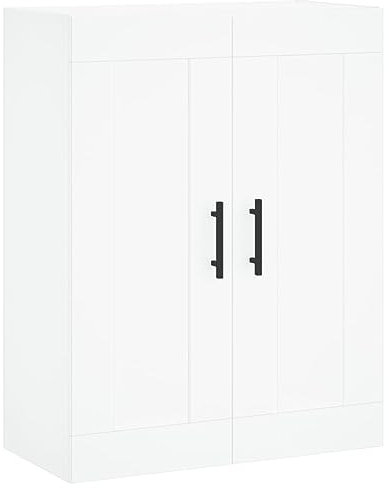 vidaXL Wandschrank, Hängeschrank mit 3 Fächern 2 Türen, Wandmontage Badezimmerschrank, Aufbewahrungsschrank für Wohnzimmer Schlafzimmer, Weiß Holzwerkstoff