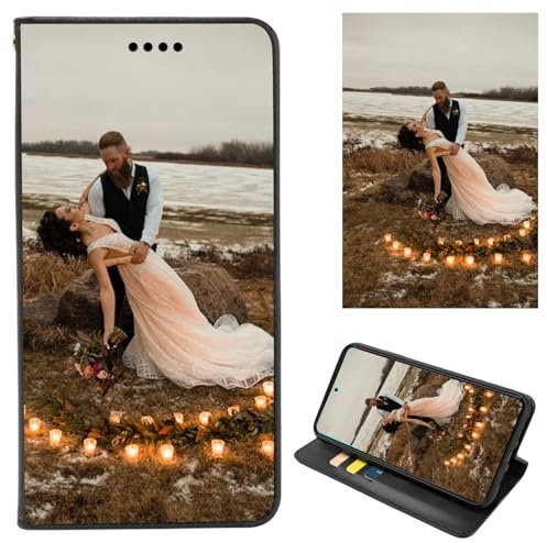 FortiCase Personalisierte Hülle für Xiaomi 13T Pro,Flip Leder Hülle Kartenfach Standfunktion Case,mit Eigenem Foto Bild Text Personalisiert Handyhülle - Black