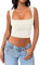 Cuptacc Bluse Damen Sommer Sexy Basic Bauchfreies Oberteile Eckigem Ausschnitt Elengant Sport Top Beige Mittel M 38-40