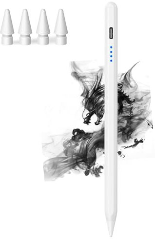 Kenkor Stylus Pen for iPad(A16) with Tilt Sensitivity, Palm Rejection, Pad Pencil 9th Generation for (2018-2025) Apple iPad 6/7/8/9/10/11th (A16), Pro 11/12.9/13/M4, Mini 5/6, Air3/4/5/M2/M3 -White