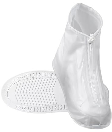 1 paio di copriscarpe impermeabili trasparenti bianche, copriscarpe impermeabili riutilizzabili, copriscarpe, copriscarpe lavabili, copriscarpe antiscivolo in gomma