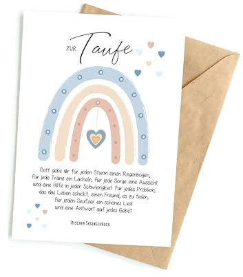 Glückwunschkarte zur Taufe mit Umschlag. Taufkarte Grusskarte Karte Motiv Arche für jungen und Mädchen (KT_002B)