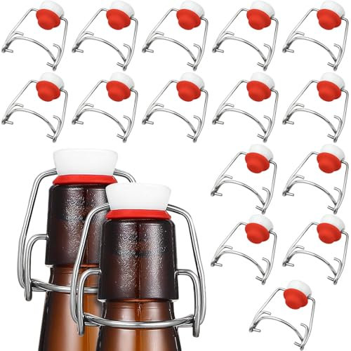 XianZhan EU 15 tapones para botellas de champán, acero inoxidable, soporte para botellas de cerveza, para botellas de cristal, refrescos, champán, cerveza, vino (plata)