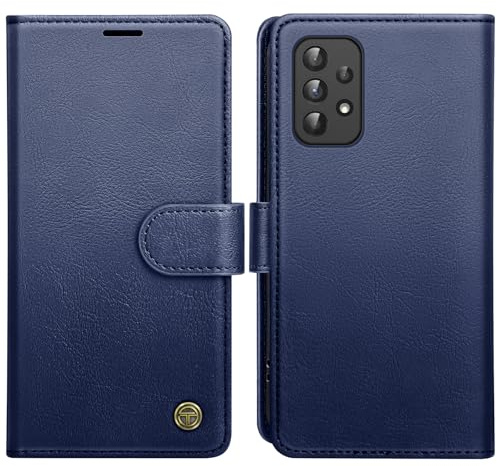AIMOYU for Samsung Galaxy A53 5G Case, Flip Wallet Leather Phone Case with [4 Card Slots] [Kickstand] [RFID Blocking] Magnetic Protective Shockproof Cover for Samsung A53 Phone Case - Blue