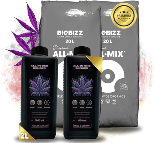 TronicXL 2 x Dünger All in One für BioBizz + 2 Sack All Mix Grow Erde für Anzucht & Blüte Allmix Komplett Set Anbau Try Pack