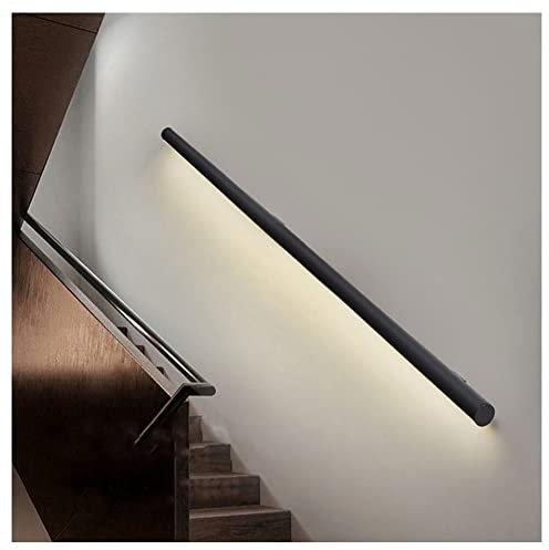 Pasamanos LED de aluminio largo de pared para escalera, cubierta negra, pasamanos con luces, barandilla interior y exterior (0,5 m)