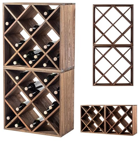 KADAX Scaffale per vino in legno, 52 x 25,5 x 104 cm, grande portabottiglie per molte bottiglie di vino, impilabile, scaffale per bottiglie, armadietto per vino rustico, stabile, salvaspazio, made in