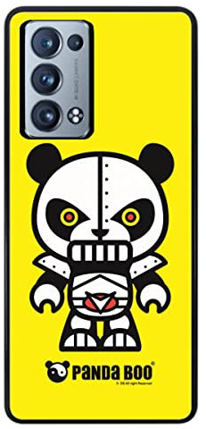 FunKaz Coque pour Oppo Reno 6 Pro (5G) - Panda Boo© Robot Kitsch - Coque Humour - Coque Noire TPU