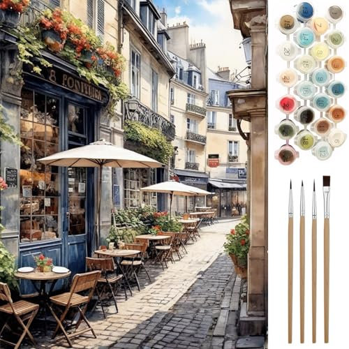 Ninonly Malen nach Zahlen Erwachsene DIY Malen nach Zahlen Set ohne Rahmen inklusive Pinsel und Acrylfarben DIY Malen nach Zahlen für Home Wall Decor 40 x 50cm Café