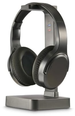 Hama Funkkopfhörer für TV, 2,4 GHz (kabelloser Kopfhörer für fernsehen ohne Audioverzögerung, 16 h Spielzeit, Over-Ear Kopfhörer mit Lautstärkeregler + 3 Modi, für Senioren und Hörgeschädigte) schwarz