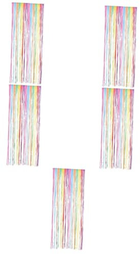 DECHOUS 5 Sätze Macarons Lametta Vorhang Gender Plates Fiesta Party Dekorationen Happy Streamers Hintergrund Dekorationen Panel Sheer Rainbow Vorhänge Rainbow Streamers 2 Stück * 5