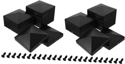 Angoily 2 Sätze Zaunpfostenkappe Schleife Zaunaufsätze Zaun Solarleuchten Im Freien Abdeckung Stabilisator Maschendrahtzaunkappen Terrassendielen Haken Fix Black Plastik 12 Stück * 2