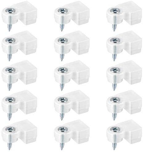 Lot de 15 clips de retenue en verre avec vis, pinces de fixation pour vitrage d'armoire, pinces de fixation pour fenêtre, portes et armoires