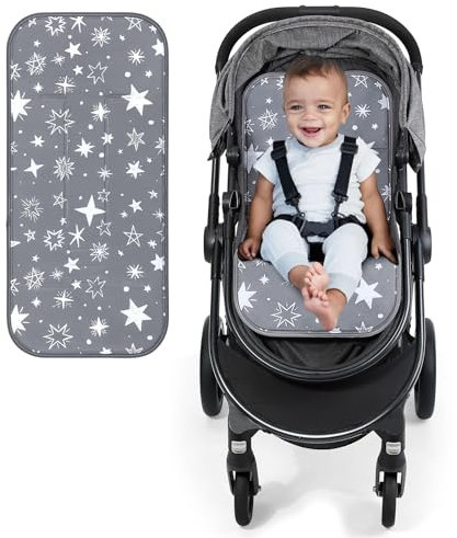 Orzbow Sommer Kinderwagen Sitzauflage,Große Sitzauflage Buggy Sommer für Schnelle Abkühlung,Behagliche Sitzauflage für Kinderautositz 1/2/3,Wasserdicht,Leicht zu Reinigen,Einfach zu Montieren,Grau