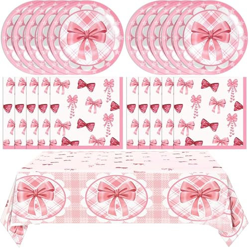 Ensemble de vaisselle de fête en forme de nœud papillon - Décoration d'anniversaire d'enfant - Décoration d'anniversaire - Rose
