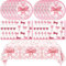 Ensemble de vaisselle de fête en forme de nœud papillon - Décoration d'anniversaire d'enfant - Décoration d'anniversaire - Rose