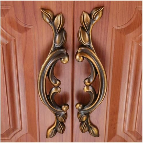 RLZQSGOT Serrure de Porte de Chambre à Coucher 1Pc poignées de Meubles de café Antiques Boutons de tiroir rustiques armoires de Cuisine poignée Vintage poignées de Porte de Placard 96/128mm serrures