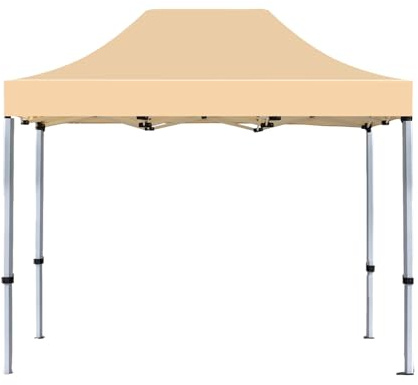 Wasserdichter Pop-Up-Pavillon, verstellbar, faltbares Zelt, atmungsaktiv, Outdoor-Überdachung für Garten, Camping, Grillen, Strand, Park, Beige, 3 x 2 m