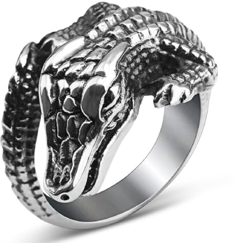 Fachoice Krokodil-Tier-Ring für Männer Jahrgang-Krokodil-Ring Punk Stilvoller Alligator Tier- Schmuck fur Herren