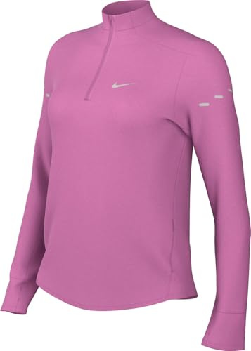 Nike Swift HQ0499-675 Dri-Fit Haut de Course UV avec Demi Fermeture éclair pour Femme, Rose joué/argenté réfléchissant, Taille M