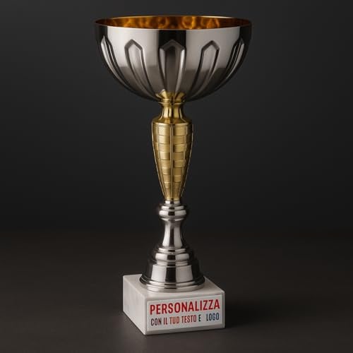 Coppe Trofei Personalizzati Premiazioni con Targhetta Inclusa per 1º‑2º‑3º 4° 5° posto 39 36 33 29 28 cm – Ideali per Sport, Eventi, Fantacalcio, Calcio, Tennis, Padel, Bigliardo e Giochi (29 cm)
