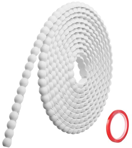 Hengrongshen Zierleisten Selbstklebend Weiß (3M x 10mm) Flexible PVC Wandleisten mit 3D Perlenbordüre, zum Abziehen und Aufkleben, Ideal für Wand, Spiegelrahmen, Decke, Fliesen, TV-Wandkanten