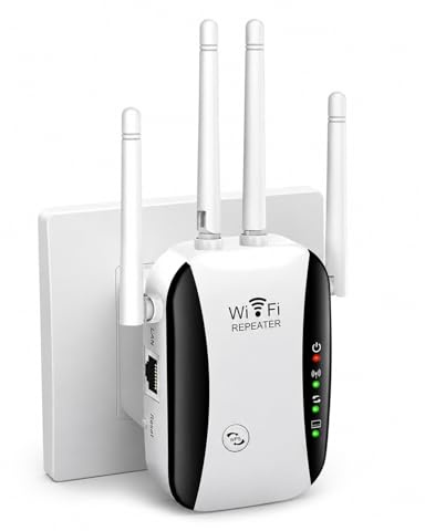 Luminstem 2026 WiFi Extender, WiFi Booster, Long Range WiFi Signal Amplifier, 4 Antennas Cover 5000 Sq.ft & 50 Devices, Internet Repeater with Ethernet Port, Quick Setup, UK Plug, White