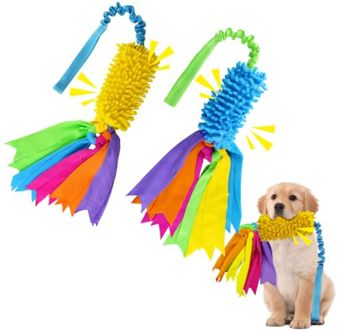 ASOCEA Hundespielzeug zum Zerren, aus Fleece, interaktives Kauspielzeug, quietschendes Zerrspielzeug für kleine, mittelgroße und große Hunde, 2 Stück