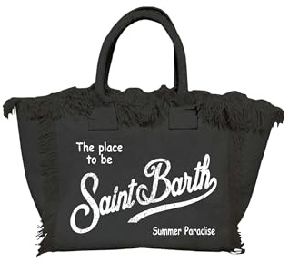 Saint Barth Mc2 Donna Borsa A Mano COL0001-Sand Leopard Cotone Nero Taglia Unica