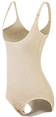 KSKshape Damen Shapewear Body Shaping Bodysuit Miederslip Postnatal Erholung Bauch Weg Taillenformer Figurformender,Beige,XS