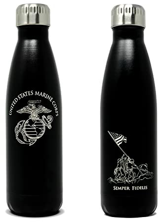 Military Gift Shop USMC - Borraccia Termica a Doppia Parete in Acciaio Inox con Isolamento sottovuoto, Perfetta per Sport all'Aria Aperta, Escursionismo, Campeggio e Ciclismo