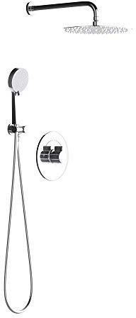 Mai & Mai Robinet de Douche Encastré Système de Douche Chromé avec Mitigeur Douchette et Douche de Tête Ronde