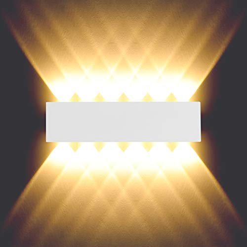 BELLALICHT 12W LED Wandleuchte Innen - Aluminium Up Down Spotlicht Wandlichter Wandlampe, IP54 Wasserdicht für Wohnzimmer Schlafzimmer Flur Treppe Warmweiß
