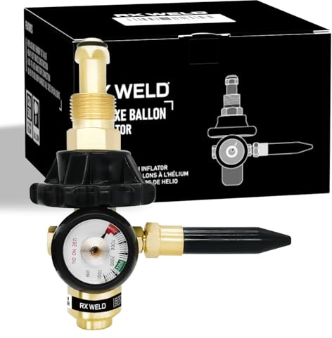 RX WELD Helium-Latex-Ballonfüller, Luftstrom-Inflator-Regler, 0-3000 PSI mit Manometer für CGA580 Tankventil