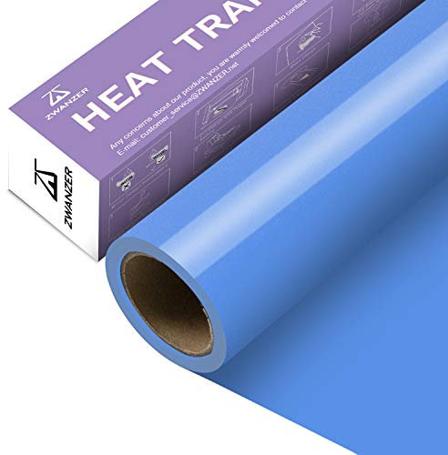 Zwanzer Heat Transfer Vinyl - 12 x 12ft(30.5 x 366CM) Lake Blue Iron on Vinyl Roll for Cricut & Silhouette Cameo, HTV Vinyl Roll for T-Shirts Clothing, Easy to Cut & Weed (Lake Blue)