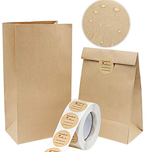 Vandicka Braune Papiertüten Fettabweisende Kraftpapiertüten, Essenstüten, Brottüten, Papiertüten Adventskalender, Geburtstag Hochzeit Weihnachten Geschenkverpackung, (100 Pcs 21.5x12x7 cm)