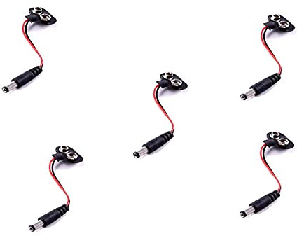HeyNana Lot de 5 connecteurs de batterie 9 V - 2,1 x 5,5 mm - Fiche d'alimentation CC - Support de batterie