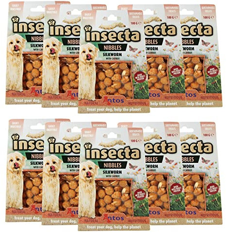 10 x 100g Insecta Nibbles Silkworm - Hundeleckerli mit Insektenprotein - Allergiker geeignet - Insekten Hund - getreidefreies Hundefutter