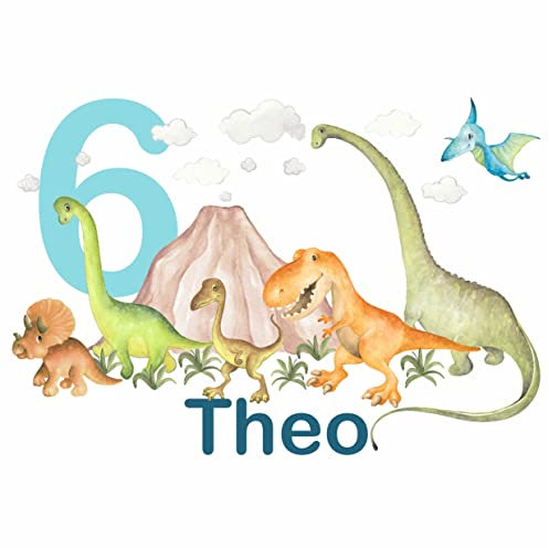 MissRompy Geburtstag DTF Bügelbild Dinos (647) für dunkle und helle Stoffe mit/ohne Zahl groß Aufbügler Jahreszahl Dinos Bügelbilder Applikation Aufbügelbild