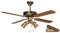 Suinga Ventilador de techo con luz, 4 palas reversibles, diámetro 132 cm, potencia de 60 W y 3 velocidades, color oro viejo