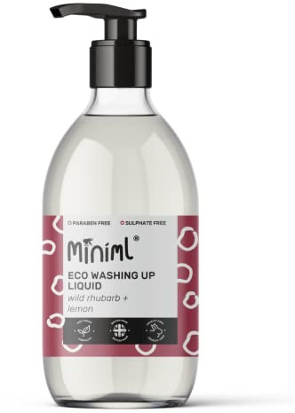 Miniml Natural, Super Concentrated, Biodegradable Washing Up Liquid with Rhubarb & Lemon | Zero Waste | Vegan | Cruelty Free | Sulphate Free | Paraben Free (500ML Glass)