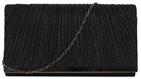MEGAUK Damen Glitzer Clutch Unterarmtasche mit Abnehmbare Kette für Hochzeit Wedding Ball Bankett Prom Party, Schwarz