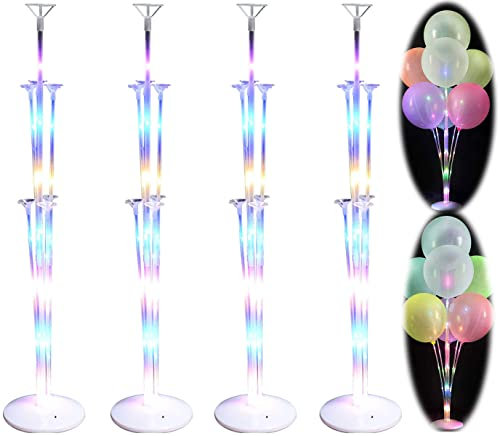 4 Stück Luftballons Halter, LED Luftballons Ständer Balloon Stand Kit Ballonständer Tisch Ballonzubehör für Party Dekoration,Geburtstag, Weihnachten, Hochzeitsdekoration