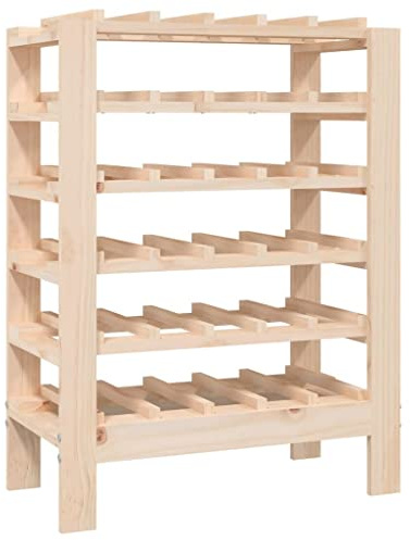 vidaXL Weinregal, Weinständer mit viel Stauraum bis zu 30 Flaschen, Flaschenregal mit Holzrahmen, Flaschenhalter Weinhalter Standregal Weinflaschen, Massivholz Kiefer