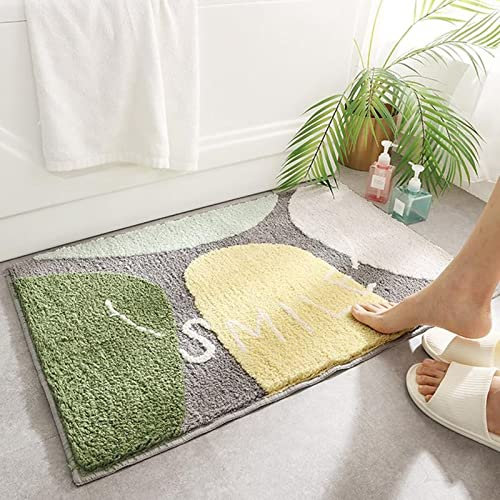 Badematten-Teppiche, super saugfähige Bodenmatte, wasserabsorbierend und schnell trocknend, rutschfester Teppich für die Badezimmer-Eingangstür, weich und bequem (50*80cm, 4-farbiger Stein)