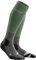 CEP - HIKING MERINO SOCKS REDESIGN für Herren | Knielange Wandersocken mit Kompression | Trekkingsocken für optimale Trittsicherheit in Green/Grey | Größe V | XL