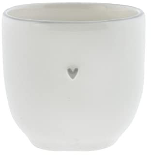 Bastion Collections BC Eierbecher Little Heart Keramik weiß grau H5cm Keramik handbemalt Küche Gedeckter Tisch BC Egg Cup