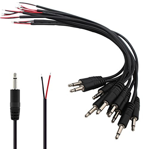 VISSQH 10-Pack Clavija Jack 3.5mm,Cable de Audio Conector 3.5mm,Conector TS Macho 2 Polos Conectores 3.5mm para soldar Mini Jack Estereo con Compatible con PS5 / PS4, Cascos, Altavoz, PC, Móvil